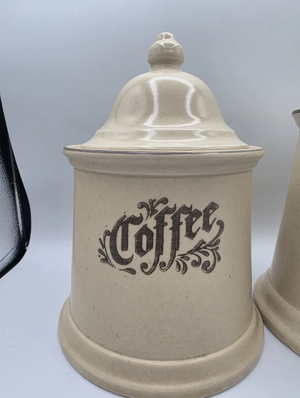 Vintage Pfaltzgraff Coffee Sugar Ceramic Cannister set Of 2 No Chips Beige Cream